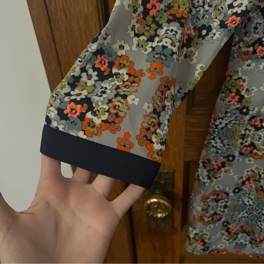 J. Crew Factory Misty Fog Floral 2 Shift Dress Knee Length Kaleidoscope - Picture 5 of 9